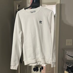 Adidas White Crewneck Sweater Trefoil Essentials